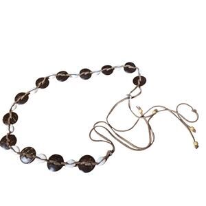 Natural Cowrie shell, stone and wood bead leather Belt